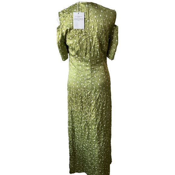 New Ganni Green Long Polka Dot Dress Woman size 36 US 6 Small - Picture 7 of 8